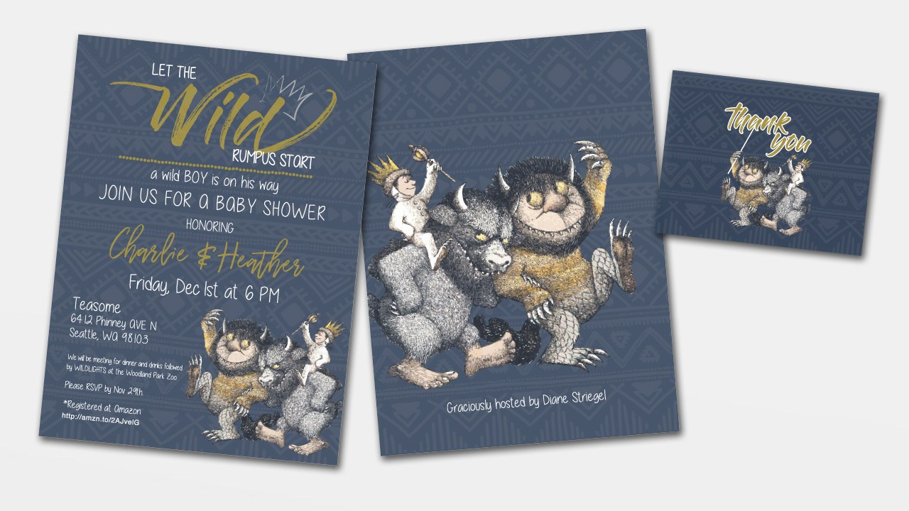 Where the Wild Things Are Baby Shower Invitations Pastiche Design